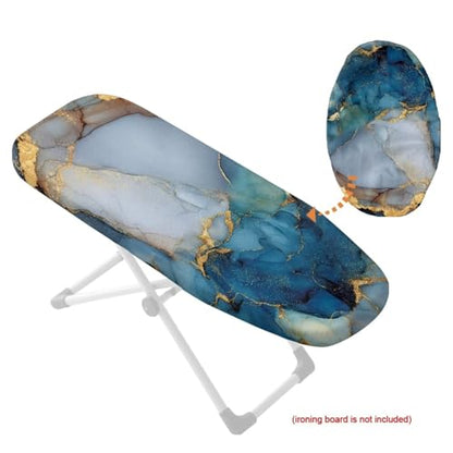 Marble Printed Ironing Board Cover with Elastic Edge, Apartment RVs Anti Slip Iron Board Cover Scorch Resistant, Mini Table Top Ironing Cover Easy Replacement - color: Blue - Marble
