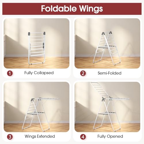 APEXCHASER PEXCHASER Foldable Clothes Drying Rack - color: Gray, size: 2 Wings