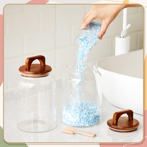 SiliFine 4 Pcs 64oz Glass Laundry Storage Containers with Handle and Scoops