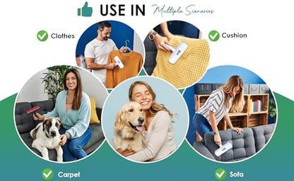 Pet Hair Remover Roller -Reusable, Self Cleaning Lint Roller for Pet Hair Removal on Furniture, Carpets, Clothes & Car Seats-Dog & Cat Hair Remover No Sticky Tapes (White) - color: White
