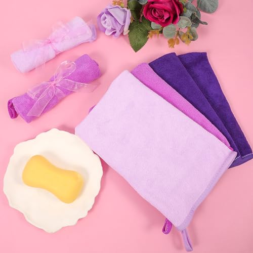 PHOGARY 6 Pack Microfiber Face Cloths, 6"x8" Fast Drying Bath Mitts Purple Washcloth, Super Absorbent Soft Lightweight Towel Body Facial Cloths Small Wash Mitt for Travel Showering Washing Face - color: Purple, size: 6x8 Inch (Pack of 6)
