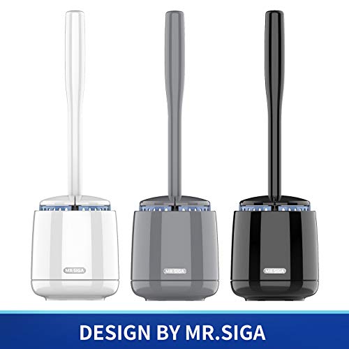 MR.SIGA Toilet Bowl Brush and Holder, Sturdy Long Handle, Gray, 12 Pack - color: Gray, size: One Size (Pack of 12)