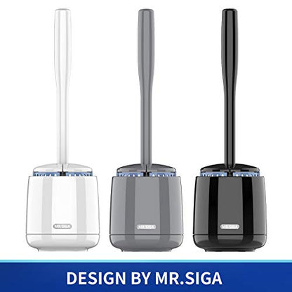 MR.SIGA Toilet Bowl Brush and Holder, Sturdy Long Handle, Gray, 12 Pack - color: Gray, size: One Size (Pack of 12)