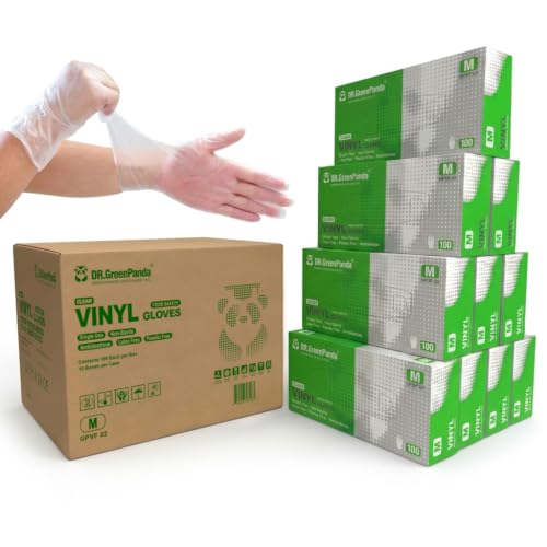 Dr.GreenPanda Clear Vinyl Disposable Gloves Food Safe Powder/Latex Free