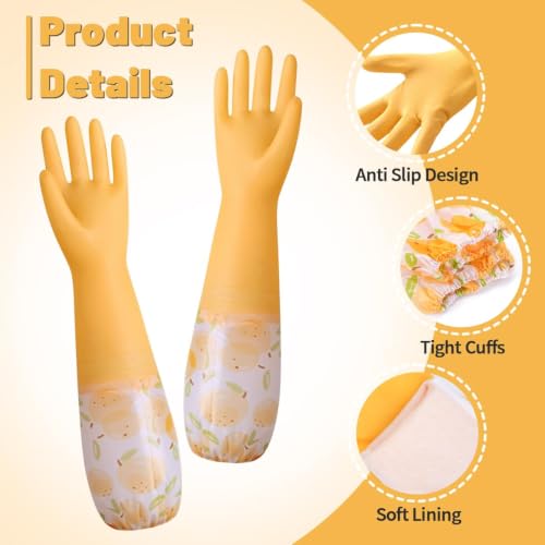 Dishwashing Cleaning Gloves, Rubber Kitchen Glove 2 Pairs