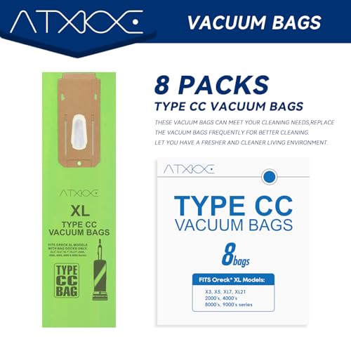 8 Pack CC Vacuum Bags Fit for Oreck XL Vacuum Bags Type CC - color: 8 pack