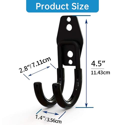 GeeWatom 2 Pack Garage Storage Utility Hooks，Garage Garden Tool Organizer，Steel Wall Mount Hooks, Garden Small U Hooks (Type O-Black) - color: Type O-Black