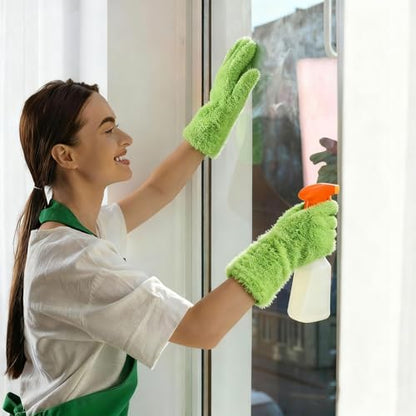 uxcell Microfiber Gloves, Reusable Washable Plant Dusting Gloves Cleaning Mittens for Auto Plants Household - color: Pink