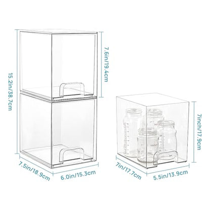 Vtopmart Clear Stackable Storage Drawers, 4 Pack Tall Plastic Organizers - style: 4pack High