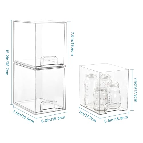 Vtopmart Clear Stackable Storage Drawers, 4 Pack Tall Plastic Organizers - style: 4pack High