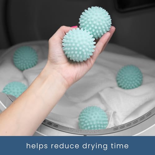 S&T INC. Reusable Plastic Dryer Balls, 6 Pack, 2.5" Diameter, Mint Blue - color: Blue
