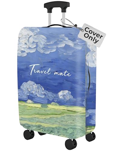 Impressionist Sky Luggage Cover for Suitcase Size M 22-25 Inch, Premium Stretch Spandex Protector, Washable Waterproof Scratch Resistant Travel Suitcase Sleeve with Bottom Zipper - color: Impressionist Sky, size: M (22-25 Inch)