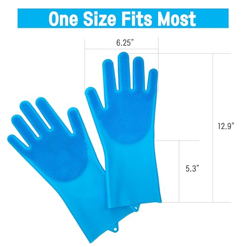 Silicone Magic Gloves : Ultimate Cleaning Gloves for Dishwashing, Kitchen, Pet, and Car - color: Blue
