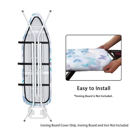 Blue Butterfly Iron Board Cover with Padding Stantard Size 15x54 inch Ironing Board Cover Pressing Cloth for Ironing - color: Blue Butterfly