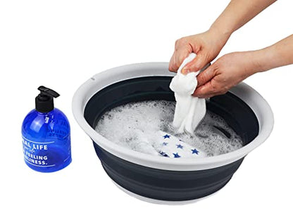 SAMMART 7.5L (1.98 Gallon) Collapsible Tub - Foldable Dish Tub - Portable Washing Basin - Space Saving Plastic Washtub (Grey/Slate Grey (Set of 2)) - color: Grey/Slate Grey (Set of 2)
