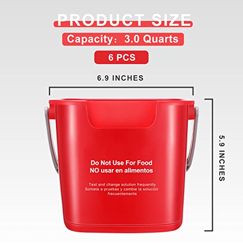 Roshtia 6 Pcs 3 Quart Sanitizing Cleaning Bucket Square, Red - color: Red