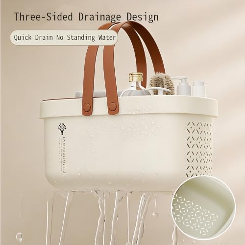 Pulseplay Portable Plastic Shower Caddy Basket with Handle Cream - color: Cream