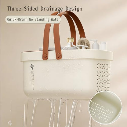 Pulseplay Portable Plastic Shower Caddy Basket with Handle Cream - color: Cream