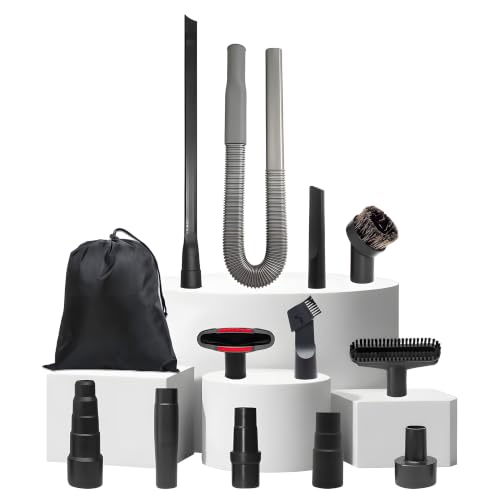 Upgraded Dryer Lint Vent Cleaner Kit & Vacuum Attachments Brushes Compatible with Shop Vacs 2-1/4'' 1-7/8'' 1-3/8'' 1-1/4 Inch- Flexible Vacuum Crevice Attachment Tool for Shop Vac Accessories
