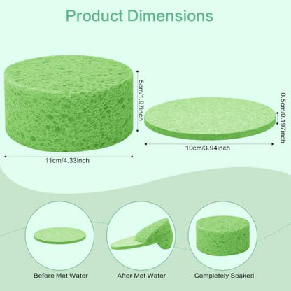 3-Pack Large Sponge, Kitchen Sponges, Handy Sponges, Cellulose Sponges, Dish Washing Sponge, Natural Sponge, Car Washing Sponge, Eco Friendly Sponge (Round, 4" X 4" X 2"), Green - color: B-green