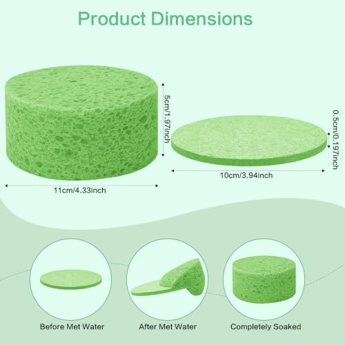 3-Pack Large Sponge, Kitchen Sponges, Handy Sponges, Cellulose Sponges, Dish Washing Sponge, Natural Sponge, Car Washing Sponge, Eco Friendly Sponge (Round, 4" X 4" X 2"), Green - color: B-green