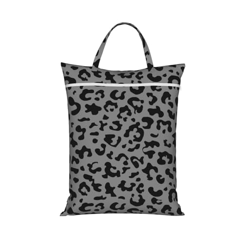 Black Leopard Cheetah Travel Laundry Bag Washable Dirty Clothes Bag for Gym - color: Black Leopard Cheetah