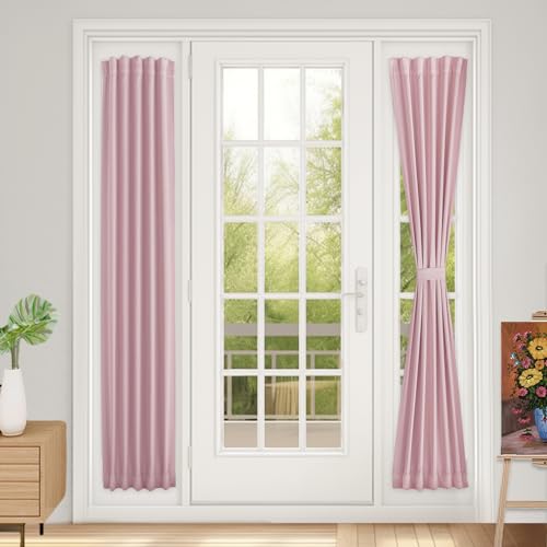Vatge Sidelight Curtains for Front Door, Sidelight Curtains for Narrow Door Window, 1 Panel, W12 x L72, Baby Pink - color: Baby Pink, size: 12"W x 72"L (Pack of 1)