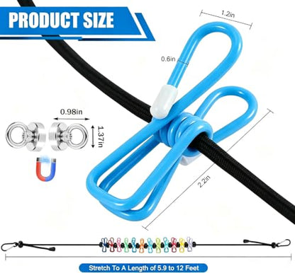 Travel Clothesline with Two Magnetic Hooks,Retractable Travel Laundry Drying Line,12 Clothes Clips Camping Clothesline for Cruise RV Camper Essentials,Backyard,Vacation Hotel etc - size: colorful