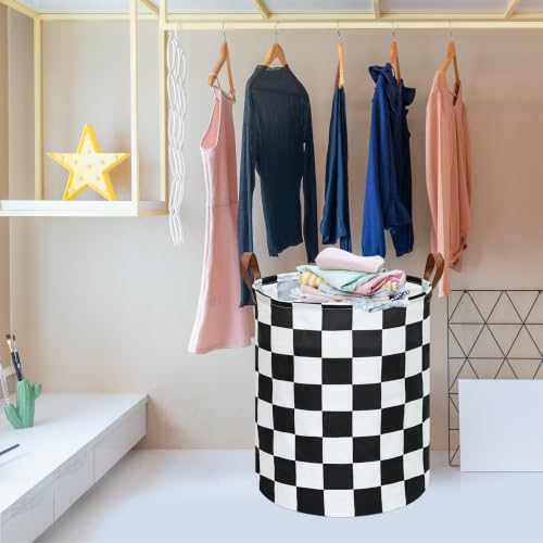 MAIZMZ Checkered Flag Canvas Storage Basket 63L Waterproof Laundry Hamper with Handles, Collapsible Racing Themed Organizer Bin for Boys Bedroom, Toys, Clothes, Gift Giving - color: MR2025917010