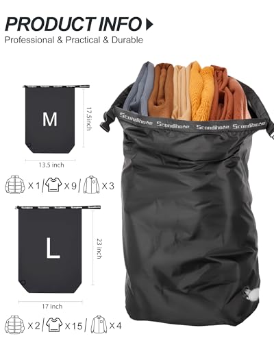 Travel Laundry Bag, Pump-Free Vacuum Compression Dirty Clothes Bag, Small Reusable Waterproof & Washable Laundry Bag, Wet and Dry Bag, Ideal for Suitcases, Road Trip Essentials (1 Pack) Black - color: Black, size: 17.5" L × 13.5" W × 5" H