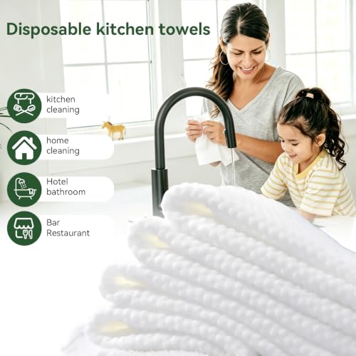 Disposable Cleaning washcloths, 100 Pack 2-Ply Reusable Paper Towels, Square Cleaning Cloths, Disposable Wash Cloths for Kitchen Grease, Spills and Everyday Messes