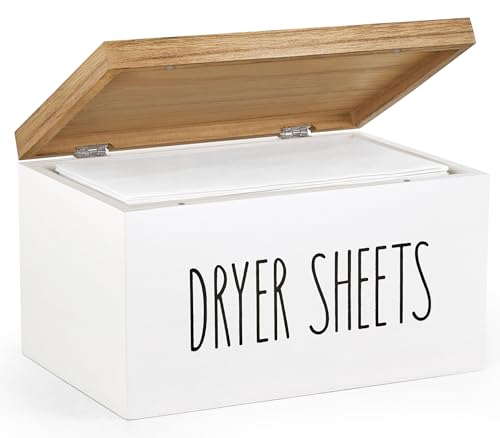 Dahey Dryer Sheet Holder, Laundry Wooden Container Holds 180 Sheets, White - color: White