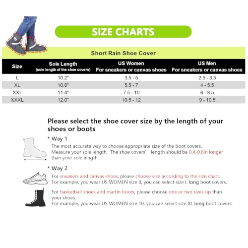 Dream Apparel Waterproof Rain Shoe Covers with Reflector Overboots Boot Covers Galoshes Men Women, Side Zipper, Non-Slip Reusable Foldable Motorcycle Rain Overshoes Over Shoe Boots Black - size: X-Large