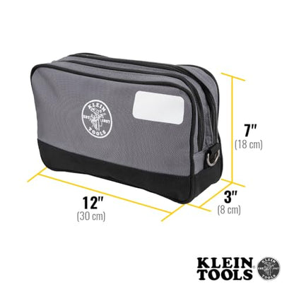 KLEIN TOOLS Tool Pouch, Dual Compartments, Heavy-Duty Tool Bag Organizer, Multipurpose Bag - size: 12" x 7"