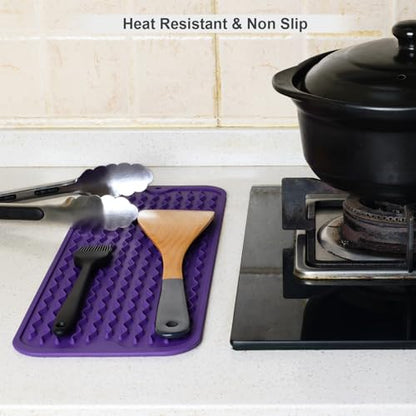 ZLR Small Dish Drying Mat for Kitchen Counter, 6"x17", Meadow Violet - color: Meadow Violet, size: 17" x 6"