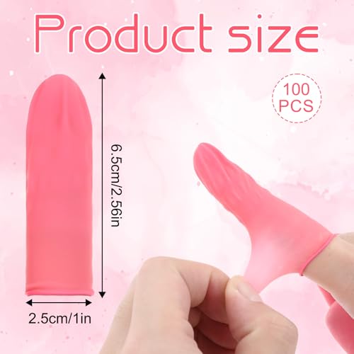 100 Pcs Finger Cots Finger Protectors, Medium Finger Protectors Disposable Fingertips Protective Finger Cots Silicone Non-allergenic Finger Gloves Suitable for Beauty Manicure Massage Electronic(Pink) - color: Pink