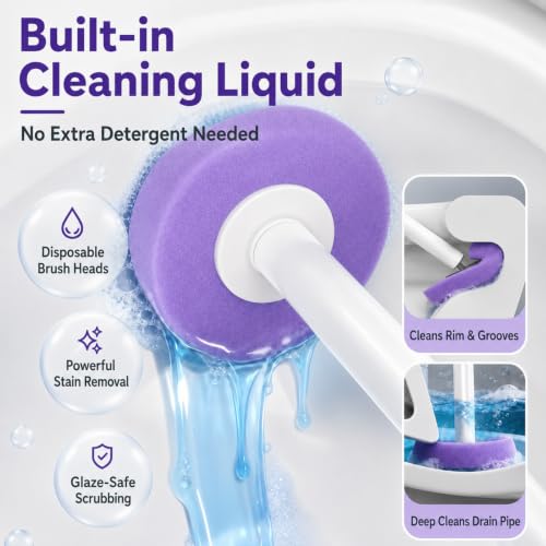 Disposable Toilet Bowl Cleaner Wand with Holder Set, Wall-Mounted