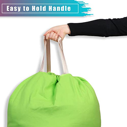 LOLOMLO Extra Large Canvas Laundry Bags with Handles & Drawstring Closure, Heavy Duty Tears Resistant Clothes Storage Travel Bags,25.5"x34",Green - color: Green