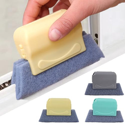 1PCS Cleaning Brush Window Frame Door Cleaning Brushes Sliding Door Track Cleaner Tools Hand-held,Brush 14 * 8cm,Beige - color: Beige