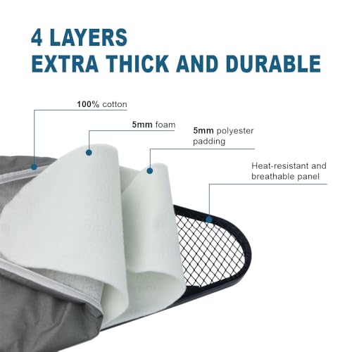 58"x15" Ironing Board Full Size, Heat Resistant Cover Wide Iron Board with Steam Rest, Ultra Thick Padding, Height Adjustable Heavy Sturdy Metal Frame Legs Ironing Stand,Non-Slip Foldable