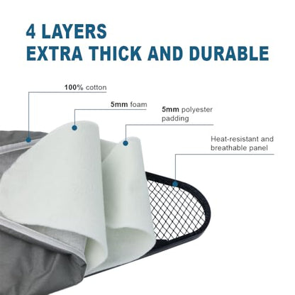 58"x15" Ironing Board Full Size, Heat Resistant Cover Wide Iron Board with Steam Rest, Ultra Thick Padding, Height Adjustable Heavy Sturdy Metal Frame Legs Ironing Stand,Non-Slip Foldable