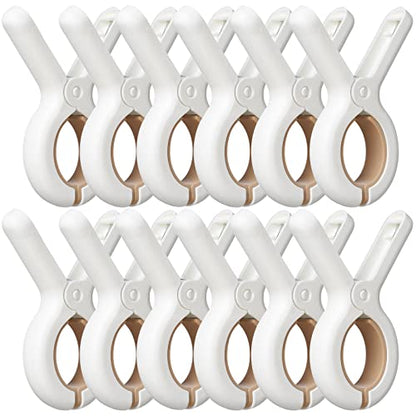 12 Pack Plastic Clothes Pins with Strong Anti-Rust Springs,Heavy Duty Beach Towel Clips,Laundry Clothespins to Keep Your Towel, Clothes, Blankets to Dry on Clothesline and Hanging Rack - color: 12 Pack