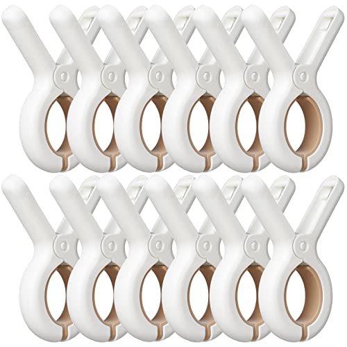 12 Pack Plastic Clothes Pins with Strong Anti-Rust Springs,Heavy Duty Beach Towel Clips,Laundry Clothespins to Keep Your Towel, Clothes, Blankets to Dry on Clothesline and Hanging Rack - color: 12 Pack