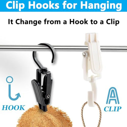 VinBee 20 PCS Laundry Hooks with Clips Super Strong Plastic Home Travel Swivel Hanging Hanger Closet Organizer Clamps Socks Boot Bras Towels for Bathroom Wardrobe Kitchen - 4.3 Inches (Black+White) - color: Black + White