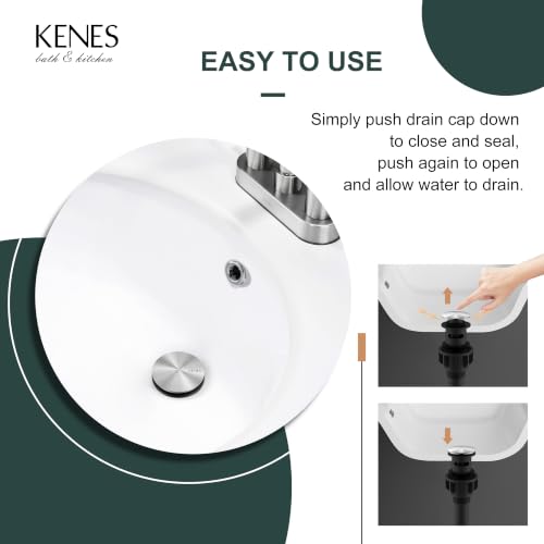 KENES Brushed Nickel Bathroom Sink Drain Pop Up Sink Drain with Overflow - color: Brushed Nickel, size: Big Pop up Cap (With Overflow)