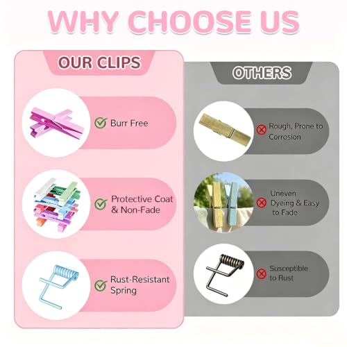 100 Pcs Wooden Clothespins Bulk - 2.9 Inch Cheer Light Pink Clothes Pins - color: Light Pink