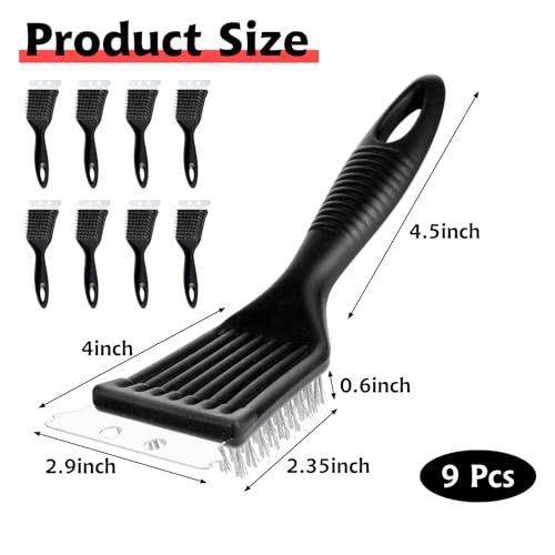 9 Pieces Grill Brush and Scraper Stainless Steel Wire Grill Brush Extra Strong BBQ Cleaner Accessories Heavy Duty Barbecue Grill Cleaning Brush Cleaner (8 Inch)