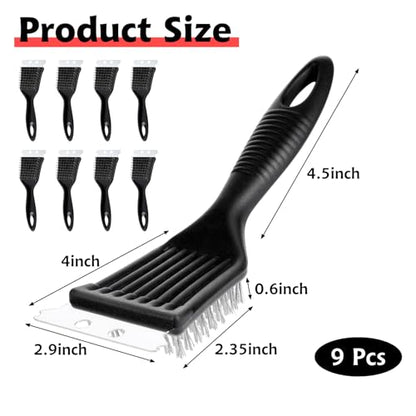 9 Pieces Grill Brush and Scraper Stainless Steel Wire Grill Brush Extra Strong BBQ Cleaner Accessories Heavy Duty Barbecue Grill Cleaning Brush Cleaner (8 Inch)