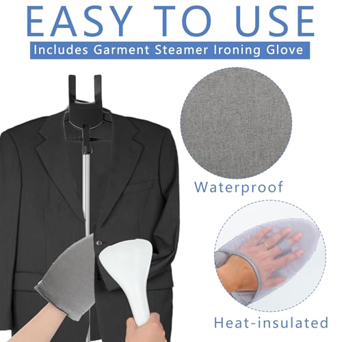 Garment Steamer Rack & Garment Ironing Glove for Clothes,Adjustable Steamer Stand for Clothes,Adjustable Garment Hanger Standing,Foldable Iron stand with Ironing Glove for Steaming Clothes(32-63 Inch) - color: Black 2PCS