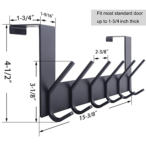 WEBI Over The Door Hooks Door Hanger,Over The Door Towel Rack with 6 Hooks for Hanging,Door Coat Towel Hanger Door Coat Rack,Black - color: Black, size: 1 Pack